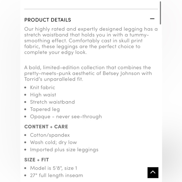 Torrid Betsey Johnson NWT skull leggings - Picture 5 of 7